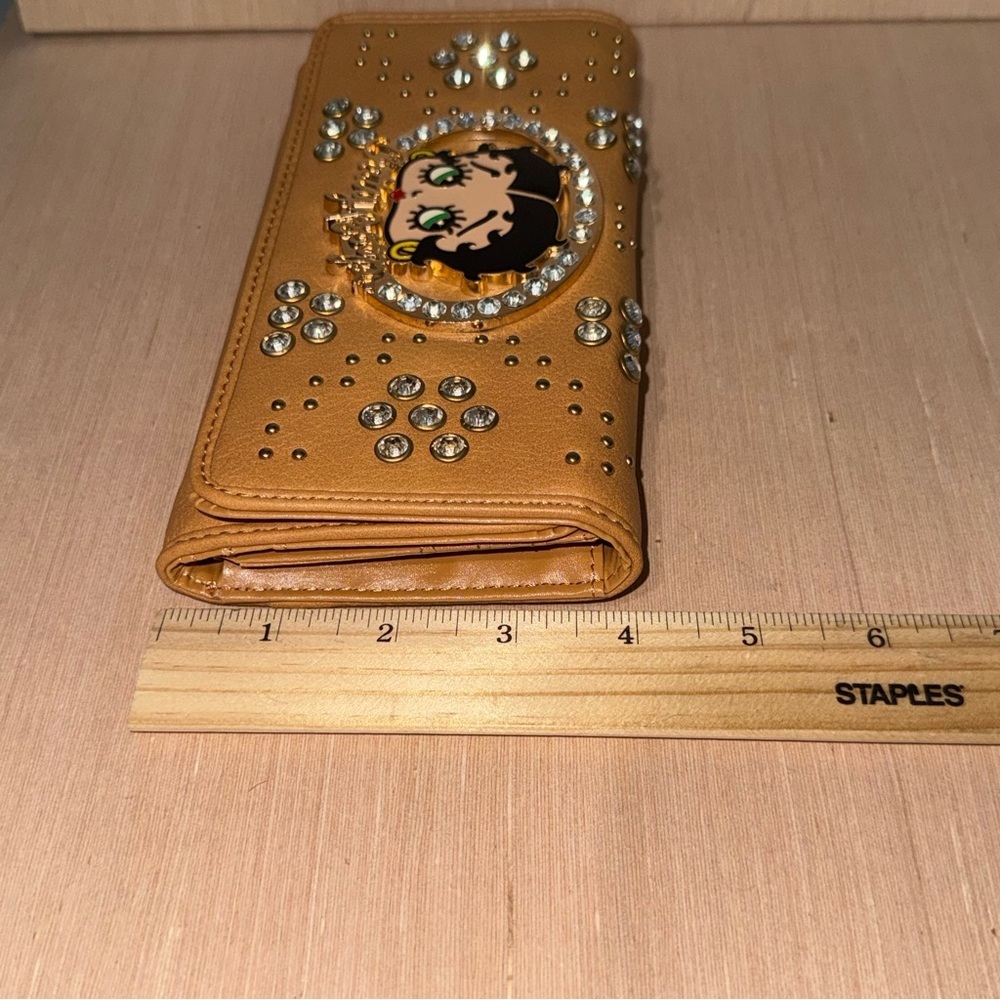 Betty Boop 2015 Rhinstone Studded Brown Wallet Tri-Fold Brand New Never Used!! - Picture 12 of 13